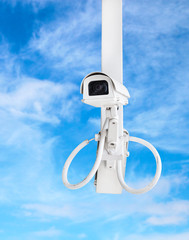 cctv camera with blue sky