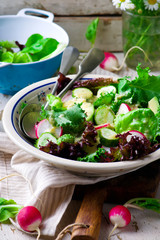 Summer salad with horseradish dressing.