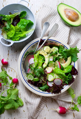 Summer salad with horseradish dressing.
