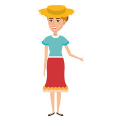 Woman in farmer costume vector illustration design