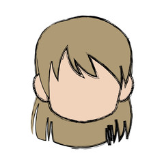 chibi anime girl avatar contour default vector illustration