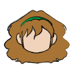 chibi anime girl avatar contour default vector illustration