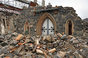 Front door all that Remains of CHurch after Christchurch Earthquake