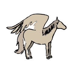 horse pegasus funny cartoon animal character vector illustration