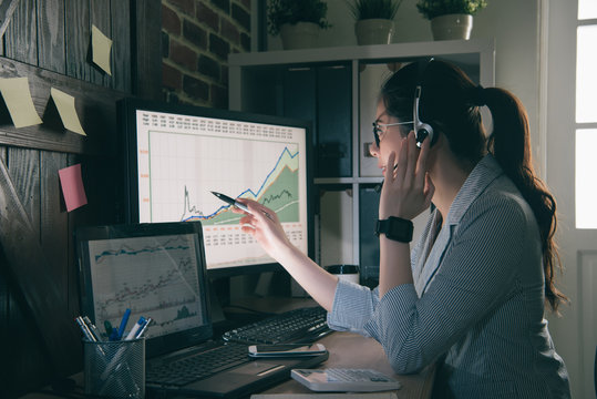 young girl operator helping customer