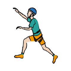 climber sport athletes climbing with equippment vector illustration