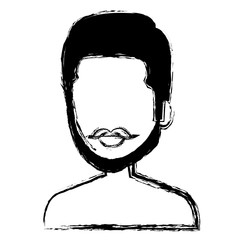 young man shirtless avatar character vector illustration design