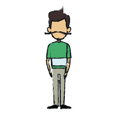 man standing cartoon male people avatar vector illustration