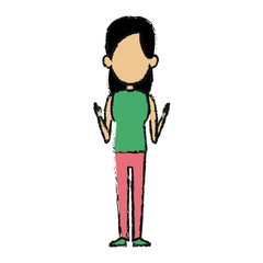 avatar woman standing female person wearing casual clothes cartoon vector illustration