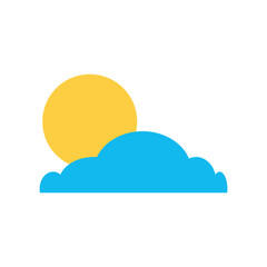 cloud with sun summer icon vector illustration design