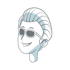 cartoon portrait head man male character vector illustration