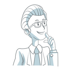 portrait male business man cartoon work people vector illustration