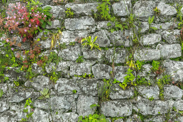 Old grungy gray stone wall texture