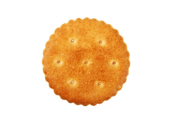 Round cracker isolated on white background