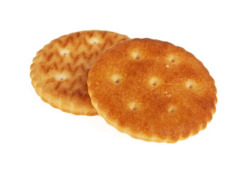 Two cracker cookies isolated on white background