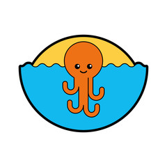 cute octopus isolated icon vector illustration design