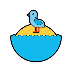 cute bird sea icon vector illustration design