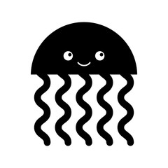 cute jellyfish sealife icon vector illustration design