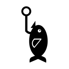 Fishhook with fish icon vector illustration design