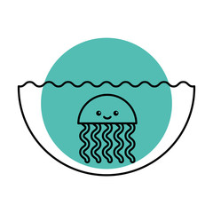 cute jellyfish sealife icon vector illustration design