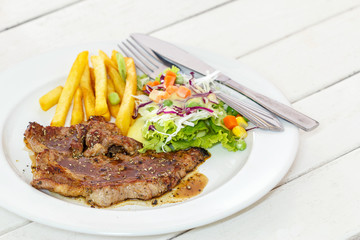 Grill black pepper pork steak 