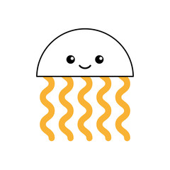 cute jellyfish sealife icon vector illustration design