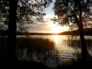 zachód słońca, jezioro, © photoidea