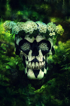 Skull with flowers