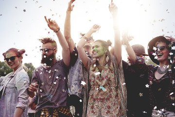 Group of friends celebrating party together