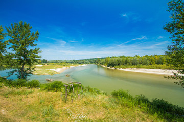 Beautiful landscape, confluence of Mura and Drava rivers in Medjimurje, Croatia