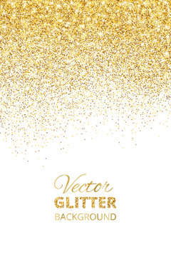 Vector illustration of falling glitter confetti, golden dust. Fe