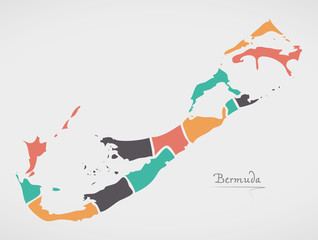 Bermuda Islands Map with states and modern round shapes