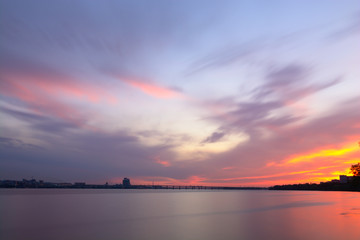 sunset over Dnipro river