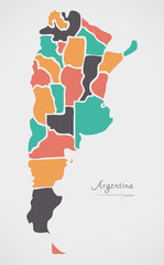 Argentina Map with states and modern round shapes