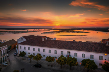 Town of Faro in Portugal on a sunset