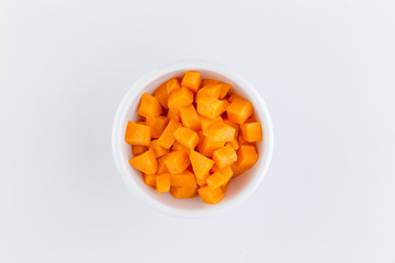 Chopped carrots in White Cup