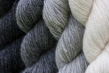 Close up view of wool yarn