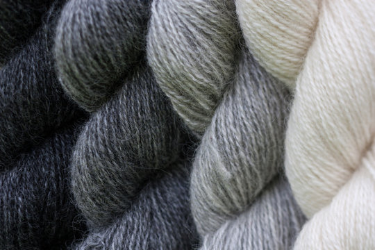 Close up view of wool yarn