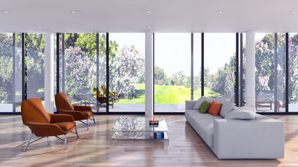 Modern living room. 3D rendering