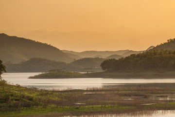 golden sky and the mountain