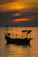 A silhoutte boat taken during sunset in Penang sea