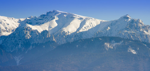 winter mountain landscape in Romania, Bucegi peak