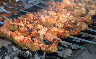 shish kebab on skewers