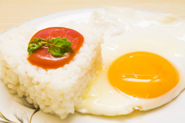 rice with eggs and tomatoes.
