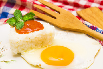 rice with eggs and tomatoes.