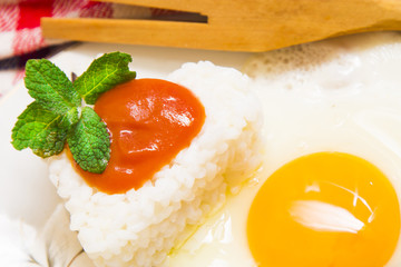 rice with eggs and tomatoes.