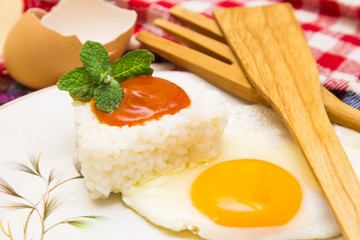 rice with eggs and tomatoes.