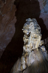 Fototapeta na wymiar Cave stalactites, stalagmites, and other formations at Emine-Bair-Khosar, Crimea