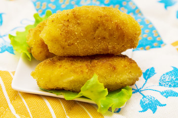 tray of croquettes stuffed with serrano ham.