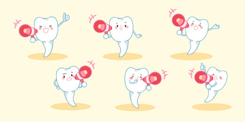 cartoon tooth take microphone